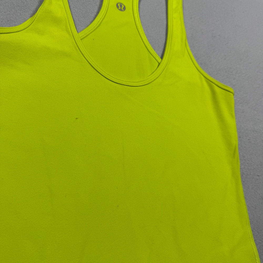 Lululemon Racerback Athletic Tank Top Neon Yellow Lime Green Stretch Yoga Gym